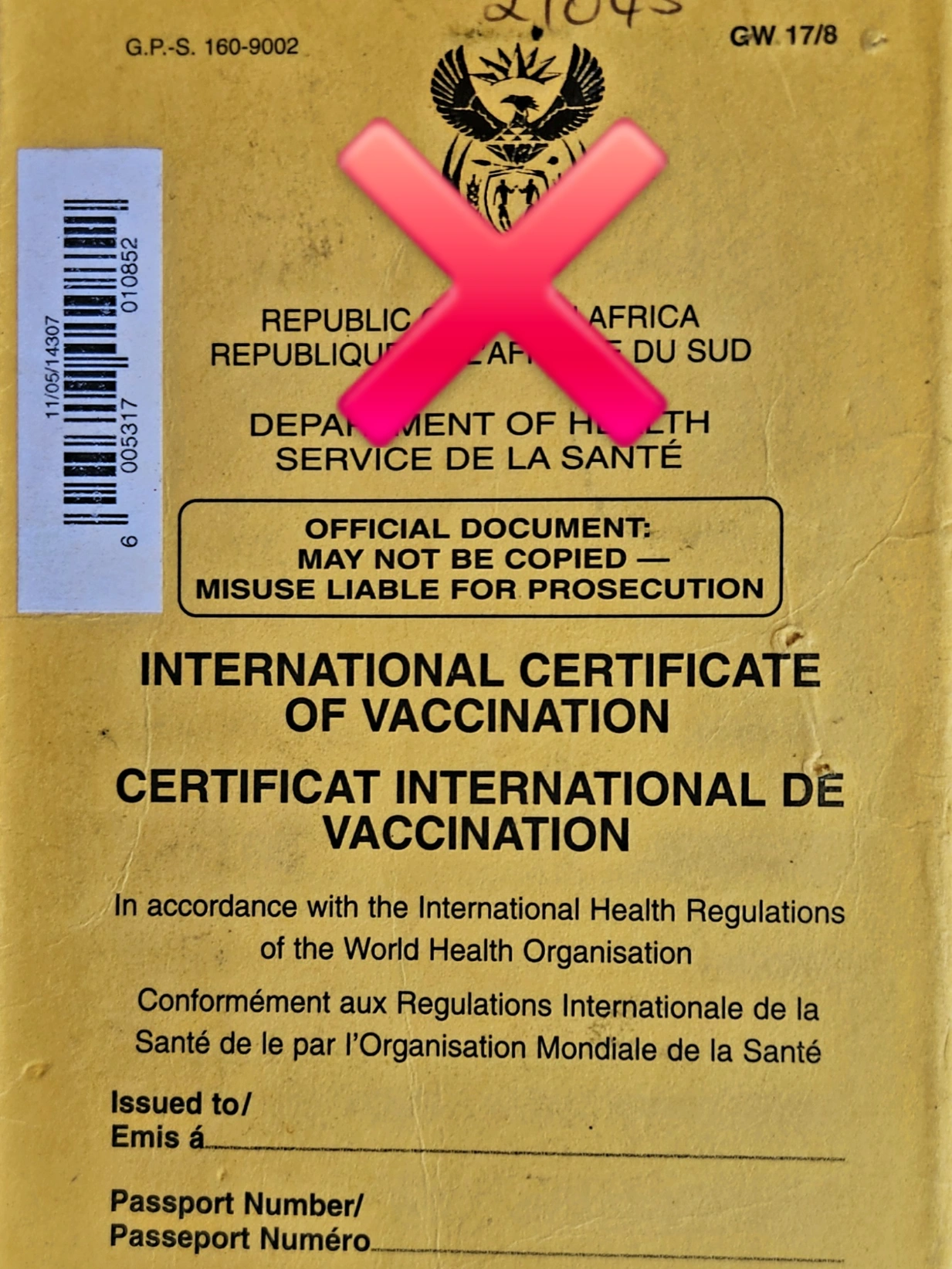 YELLOW FEVER CERTIFICATE UPDATE YELLOW FEVER CERTIFICATE UPDATE